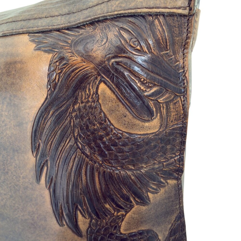 Mark Nason "Rock Never Dies" Rock Lives Dragon Leather Messenger Bag - Picture 8 of 16